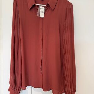 NWT! Express Women's Rust Button-Up Blouse